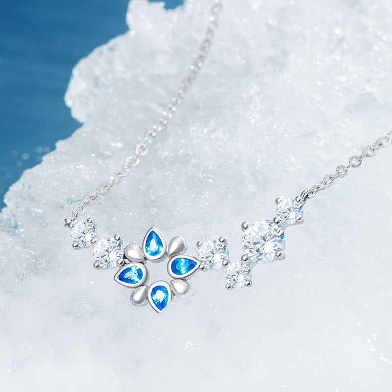Wholesale Blue Cubic Zircon S925 Sterling Silver 925 Jewellery Snowflake High Quality Necklace Jewelry Set