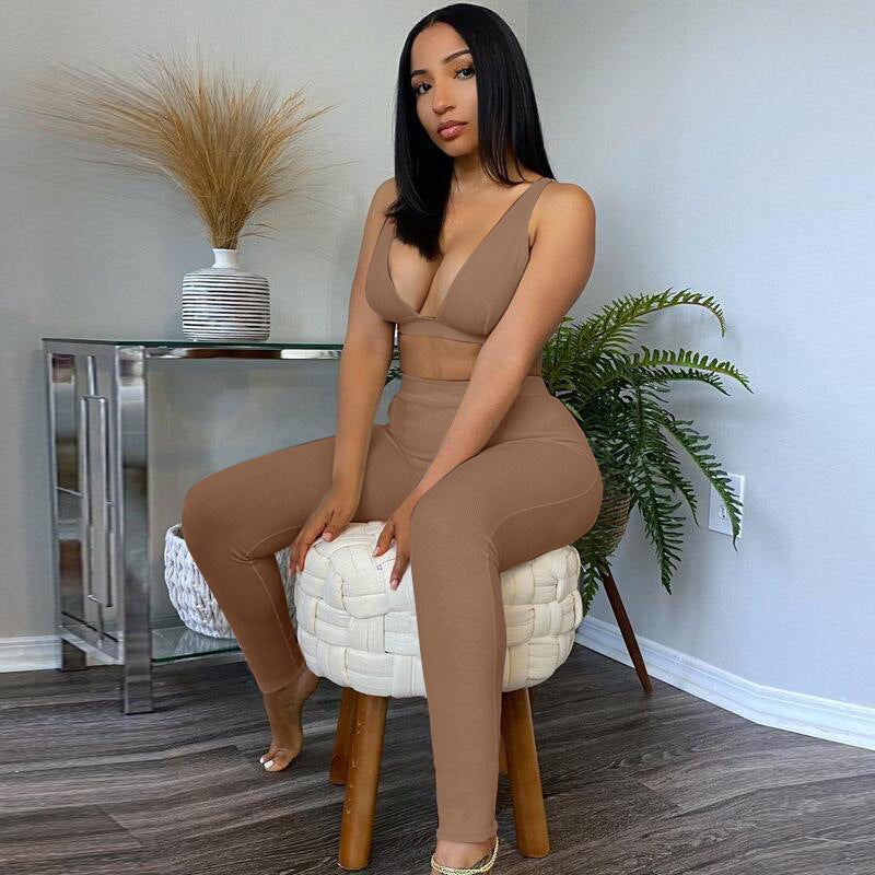 YP Wholesale Cheap Women Workout Sets Spring Two Piece Outfits Tank Crop Top Sports Gym Yoga Set Activewear Seamless Yoga Set