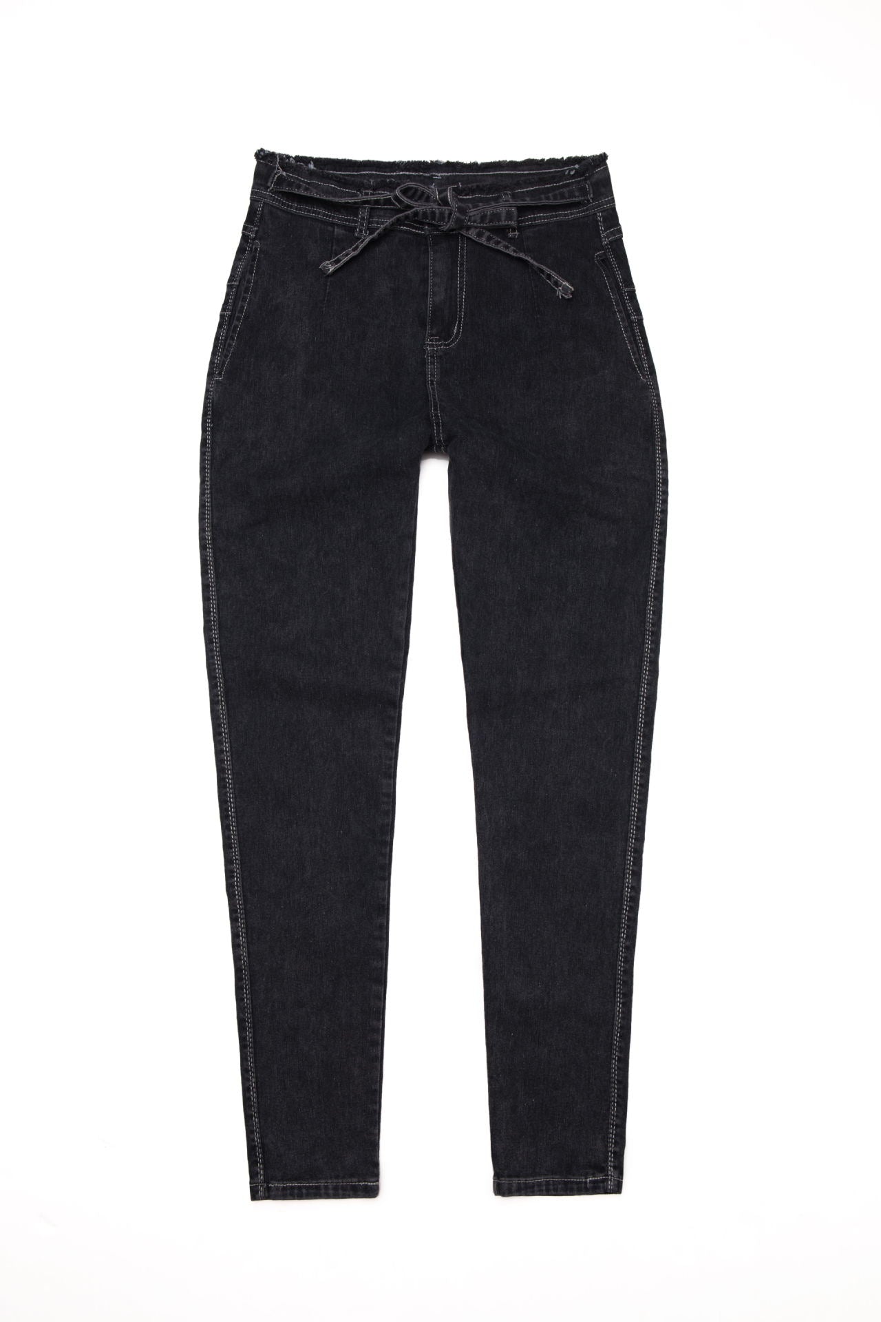 Hot Selling Jean Femme Stretch Slim  Jeans Slim Fringe Belt High Waist Jeans