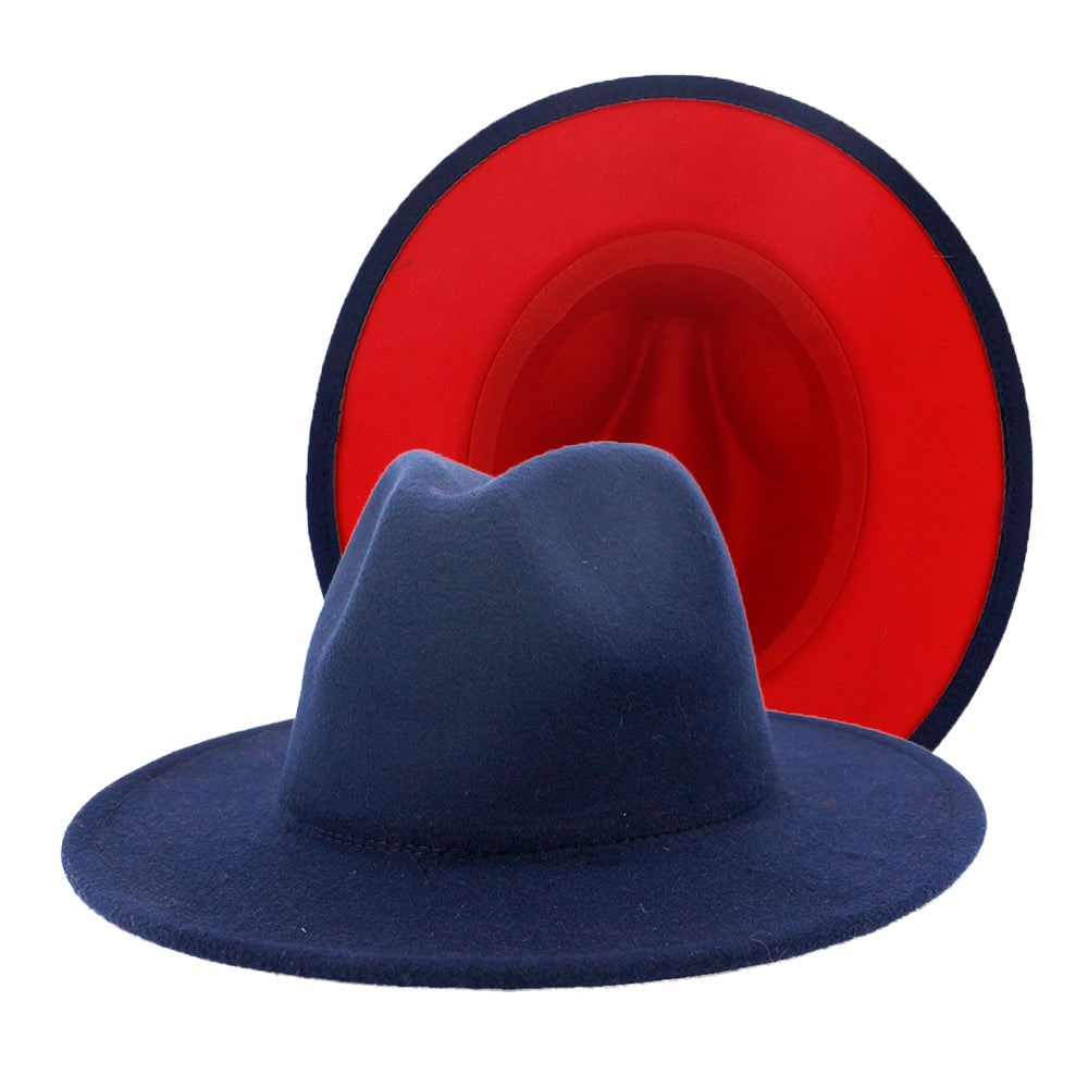Fedora Hats Women Wholesale Felt Fedora Hats for Men Two Tone Hat Different Color Brim Fedora