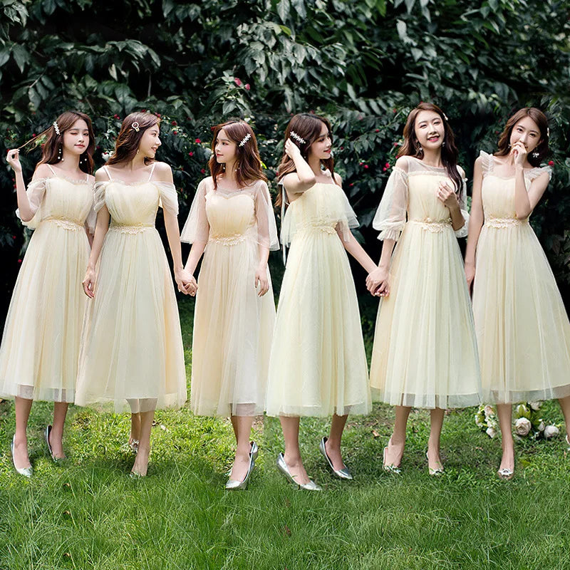 2022 Fashion Wedding Elegant Ruffles Lace Dress Formal Evening Party Dress Spaghetti Strap Long Bridesmaid Dresses - My Store