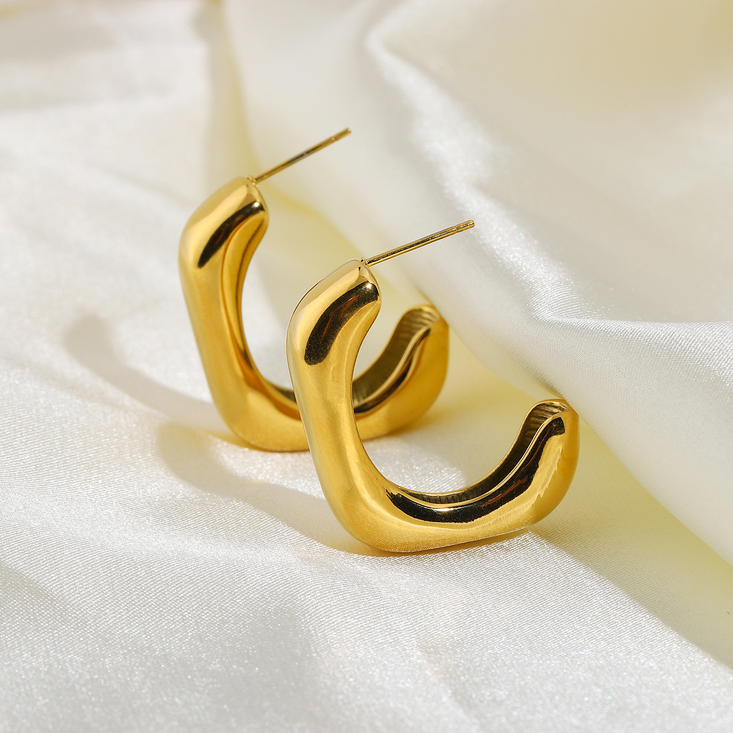 Fashion Statement Stud Earrings Gold Hoops Earring 18k Gold Earrings Jewellery Stainless Steel Jewelry
