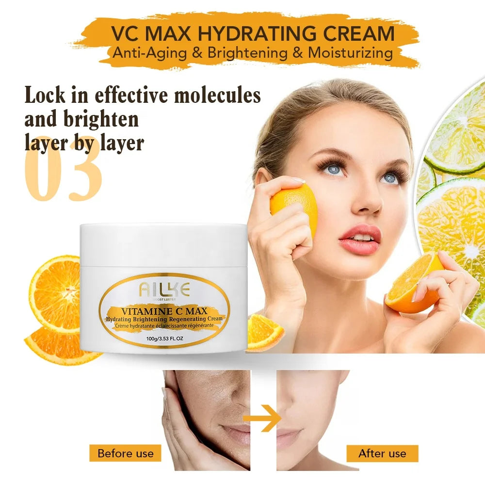 100% Natural Skin Care Set Anti-Aging Face Cream & Lotion Serum Soap 4pcs Private Label Vitamin C  Skin Care Set for Black Women