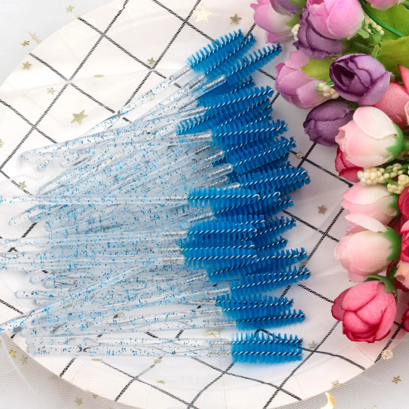 SHIDISAHNGPIN New Disposable 5/50Pcs Crystal Eyelash Makeup Brush Diamond Handle Mascara Wands Eyelash Extension Makeup Tool - My Store