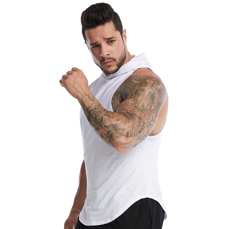 Vedo Sport Vest Dropshipping Custom Logo Polyester Sportswear Workout Fitness Custom Vests Muscle Hooded Tank Top GYM Activewear