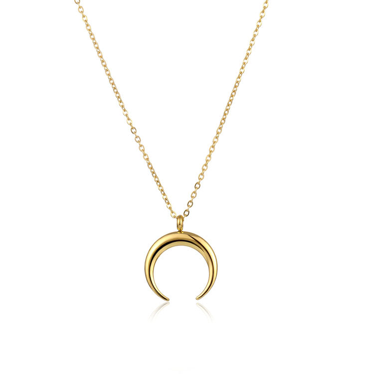 Women Dainty  Jewellery Jewelry Stainless Steel Gold Plated Moon Necklace