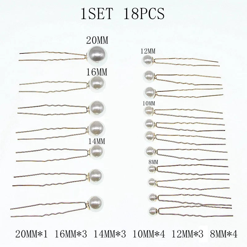 18pcs/Pack Simulated Pearls Wedding Bridal Hair Pins U Shaped Hair Clip Hair Accessories for Women Styling Tools Accessories