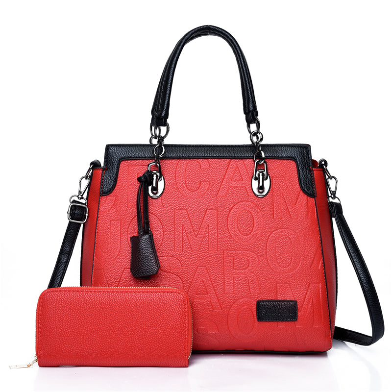 HONGRUI Unique Handbags Purse Wallet 2pcs Bag Set Emboss Handbag