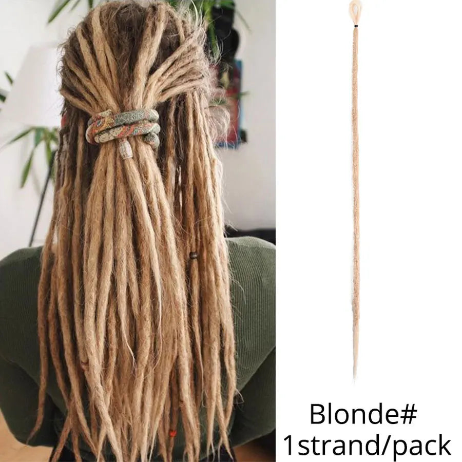 Leeons Synthetic Hair Handmade Dreadlocks Hair Extensions Crochet Hair Black Brown 1 Strands Dreadlock for Women and Men 20 Inch