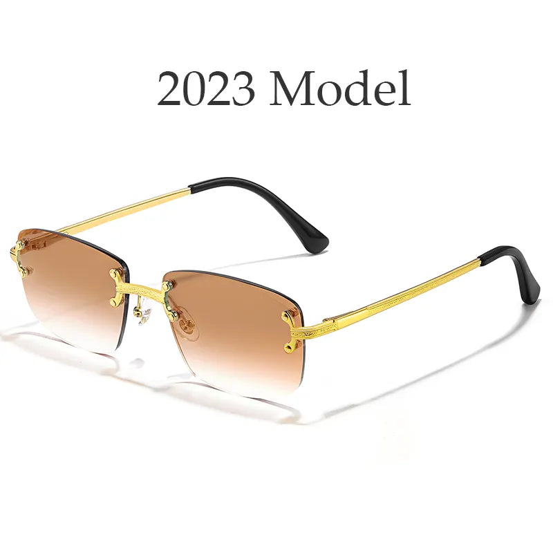 HBK 2022 Fashion Rimless Glasses Frames Luxury Frameless Sun Glasses Sunglass Woman 2021 Rimless Sunglasses Mens