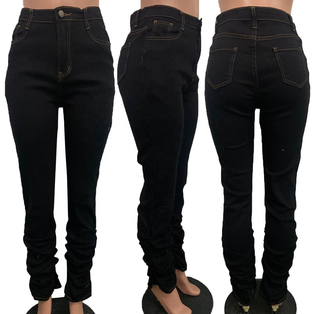 Fashion Streetwear Ladies Jeans Trousers Stacked Jeans Pant Denim Women Jeans