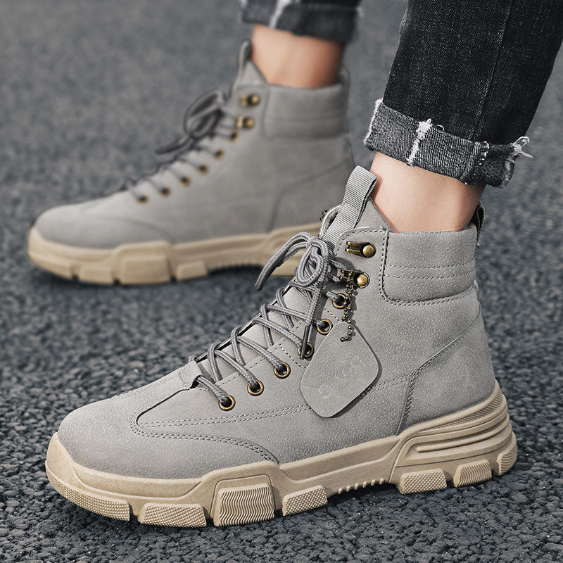 Autumn Winter Men's Rubber Snow Boots Warm Working Lace Up Boot Shoes