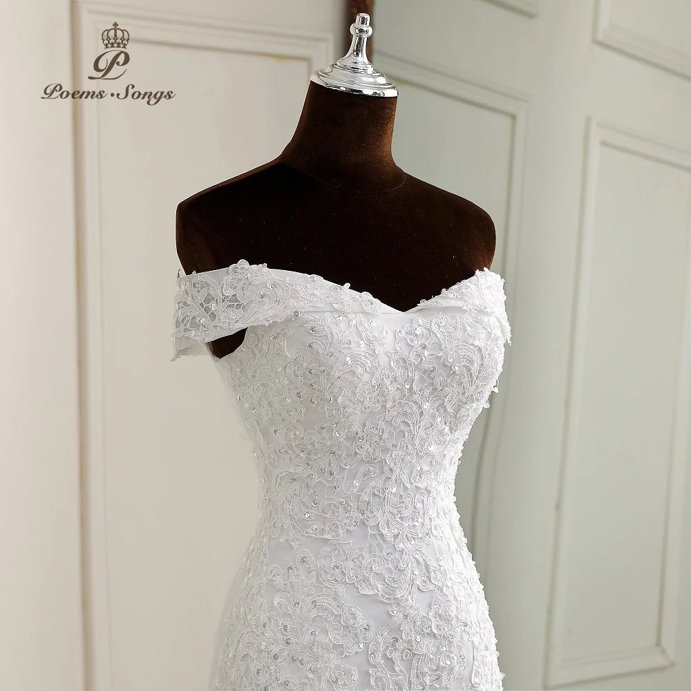 Customized Elegant Boat Neck Wedding Dresses for Women Mermaid Wedding Gowns Marriage White Dress Vestidos De Novia Bridal Dress - My Store