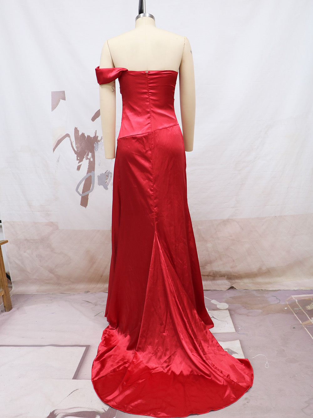 Hot Red Luxury Evening Backless Prom Dresses Long Mermaid Prom Dresses Satin Evening Dress