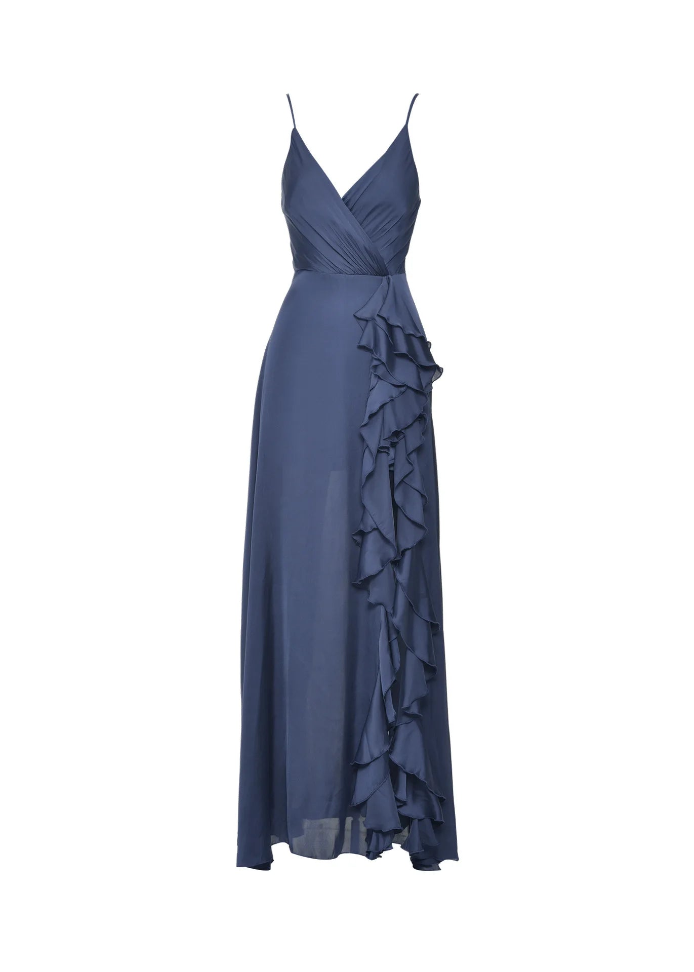 2025 Hot Selling Spaghetti Strap V-Neck Bridesmaid Dresses Wedding High Waist Ruffle Slit Party Dresses Women Evening Dress - My Store