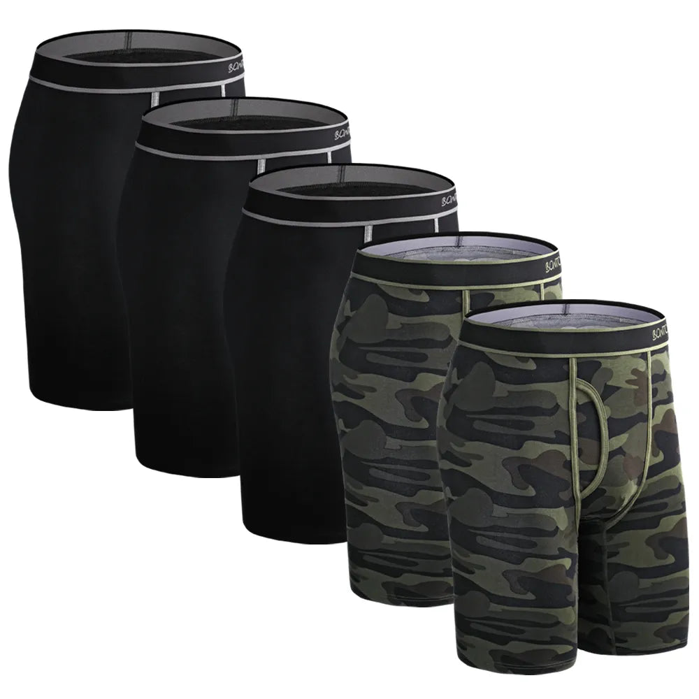5pcs Long Boxer Mens Boxer Shorts Men Underwear Cotton Brand for Mens Underware Boxers Sexy Boxershorts Underpants Under Wear