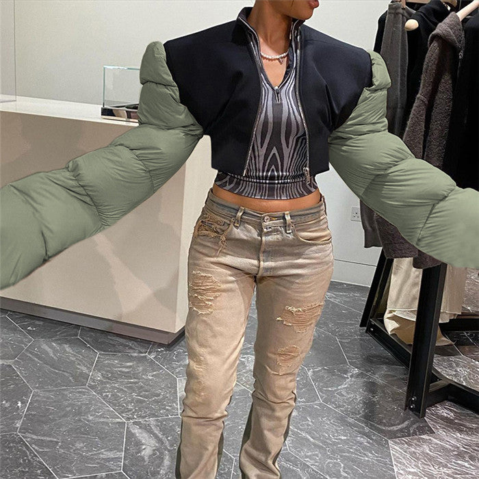 L633-Winter Clothes for Women Patchwork Womens Puffer Coats Jackets Bubble Coat
