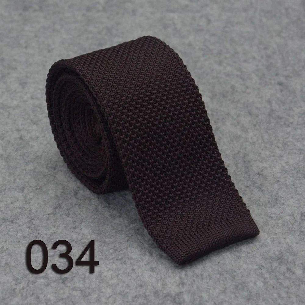 Wholesale Cheap Casual Black Knit Tie Cheap Silk Knitted Ties Men Plain Solid Men's Knit Ties