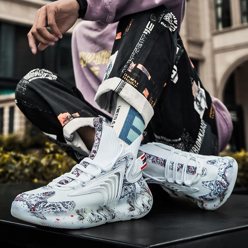 Chunky Gym High Top Men's Court Sneakers Winter Walking Mesh Male Fashionable Big Camouflage Casual Platform Mens Sneaker