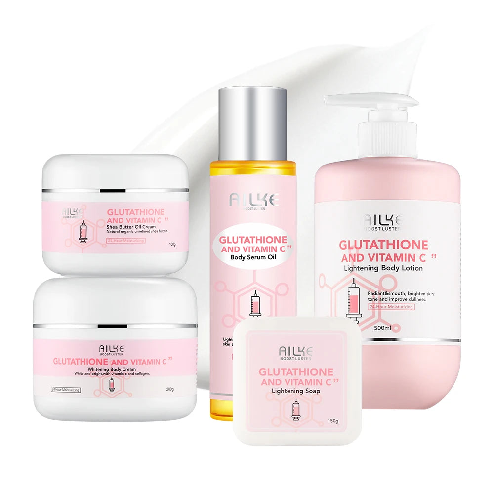 Private Label Face Body Care Moisturizer Whitening Cream Serum Lotion Soap Black Skin Women Skin Care Products Set Kit