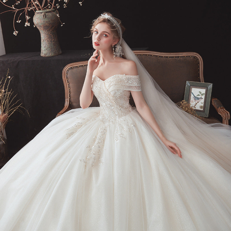 Plus Size High Grade Strapless French Tail Light Yarn Dress Wedding Dresses Women Wedding - My Store