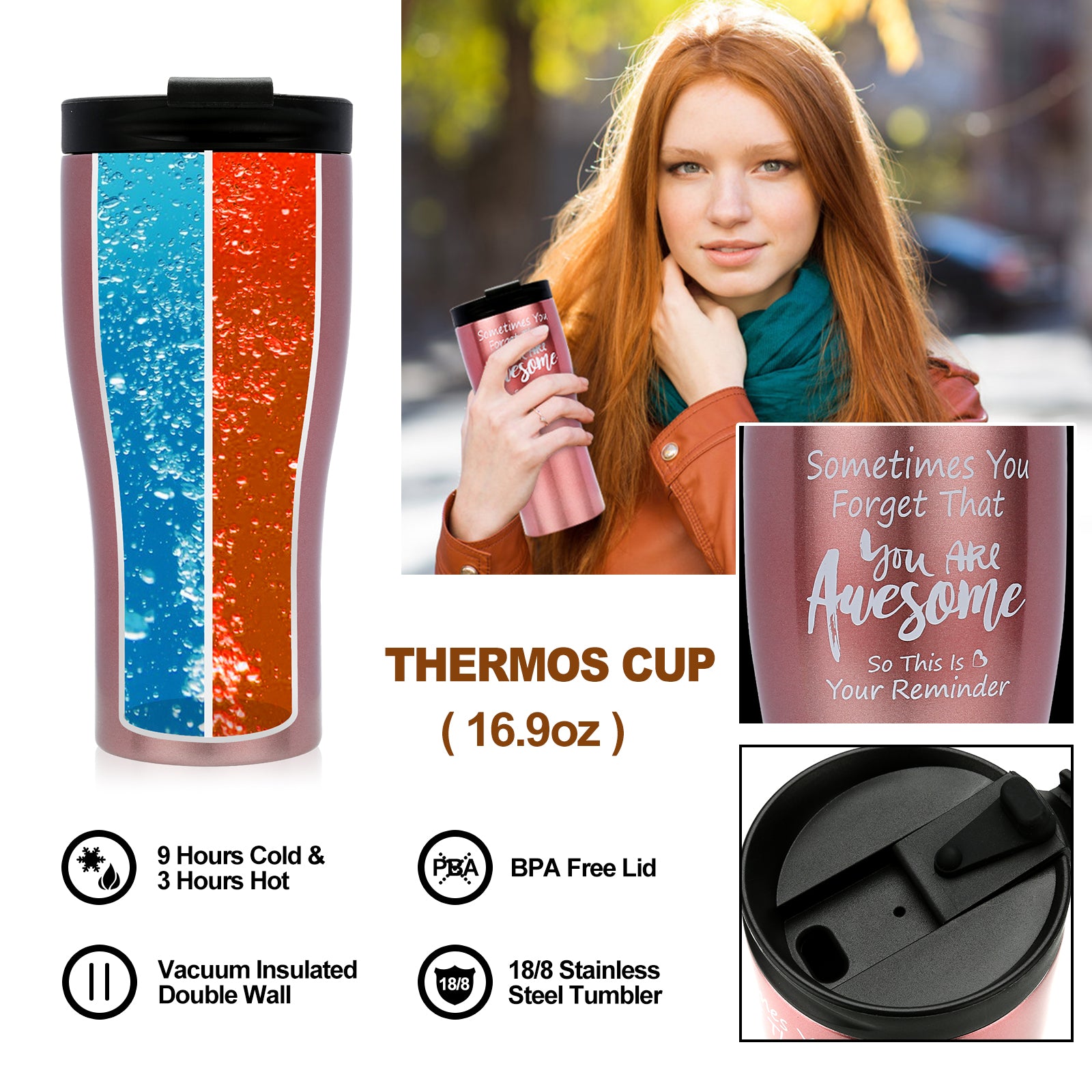 Birthday Gifts Box for Women Friends Unique Thank You Gift Basket for Her Inspirational Care Package Thermos Mug Gift Set