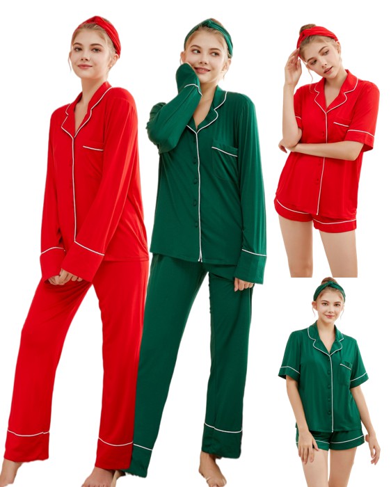 Custom Family Pajamas New  Pajamas Set Headband Silk Ladies Christmas Pajamas Kids