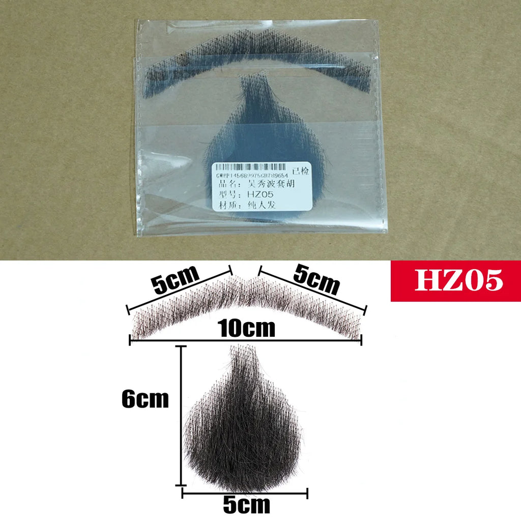 Silky Nep Lace Beard Fake Moustache for Men Mustache Hand Made by Real Hair Barba Falsa Cosplay Synthetic Lace Invisible Beards