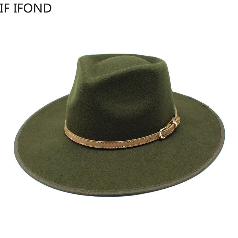 Women Hats Khaki Camel  Wide Brim Felt Fedoras Hats Wool Vintage Dress Formal Church Hat Fashionable Jazz Hats