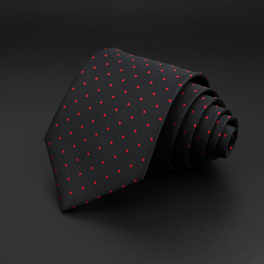 Men's Fashion Neckties Classic Stripe Red Navy Blue Business Formal Wedding Ties Jacquard Woven Solid Tie Polka Dots Neck Ties