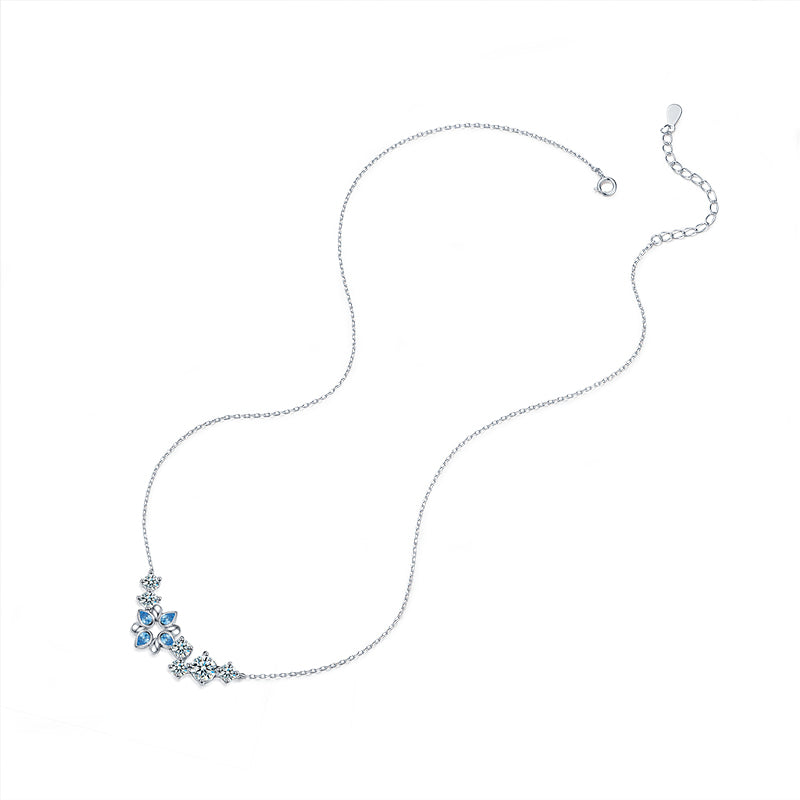 Wholesale Blue Cubic Zircon S925 Sterling Silver 925 Jewellery Snowflake High Quality Necklace Jewelry Set