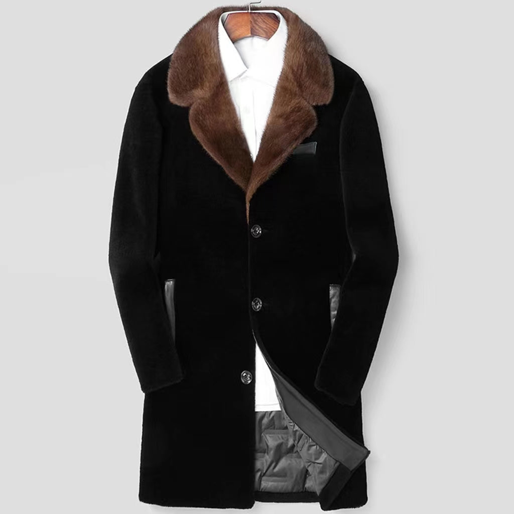 Wholesale Natural Mink Fur Coat Custom Winter Warm Long Fur Coat Classic Style Luxury Mens Fur Coats