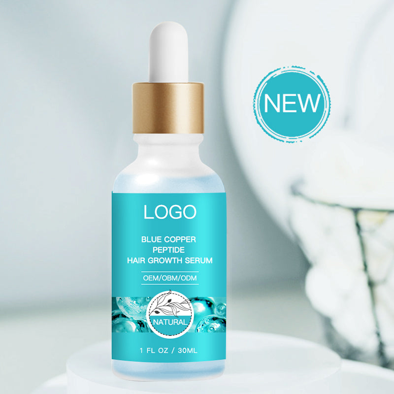 Low MOQ Hair Growth Serum Hair Care Line GHK-CU Blue Copper Peptide Hair Growth Serum Natural