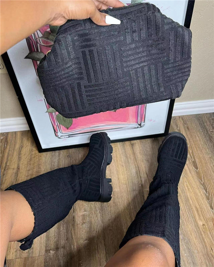 G1600-Winter Boots for Women 2022 Flat Boots Fabric Towel Boots