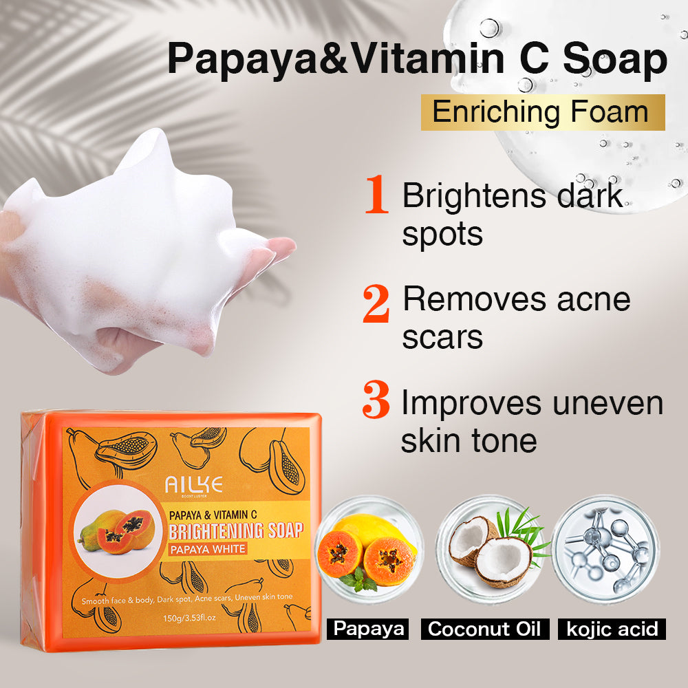 AILKE Body Care Collagen Serum Whitening Dark Spot Face Cream African Black Soap Bleaching Body Lotion Skin Care Set