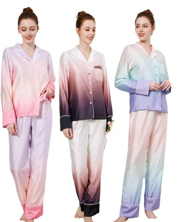Sexy Silk Pajamas  2025 New Fashion Silky Pajama Set With Headband Pants Pajamas Set Women