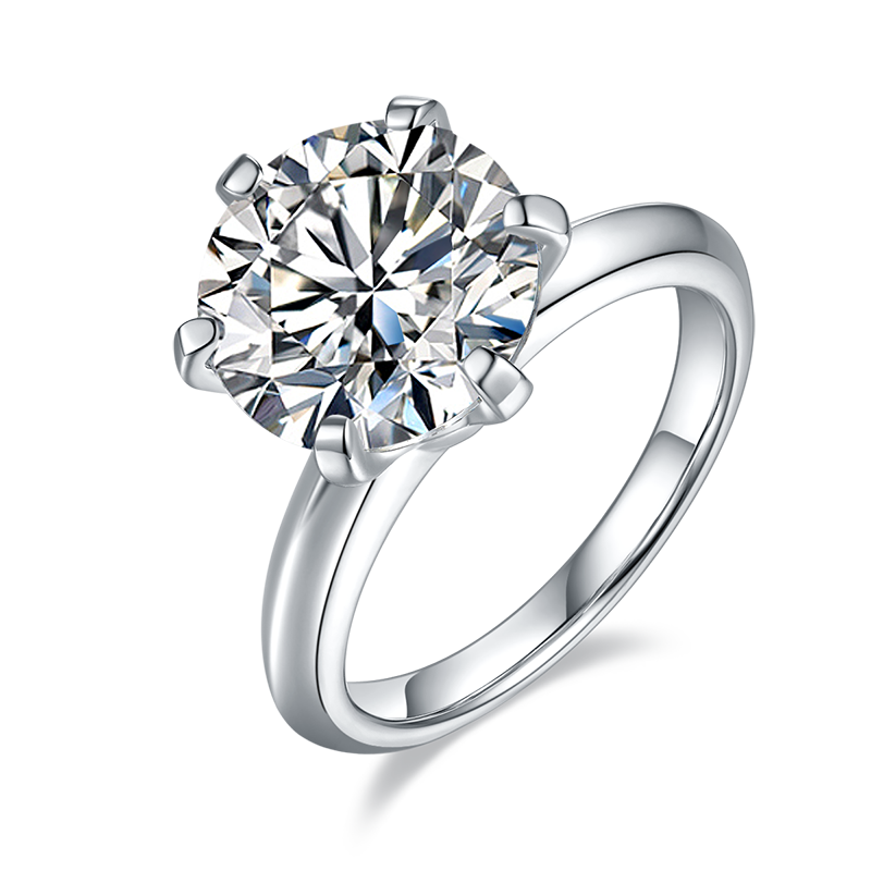 SGARIT Jewellery S925 Sterling Silver Gold Plated 5 Carat Moissanite Diamond Ring Jewelry