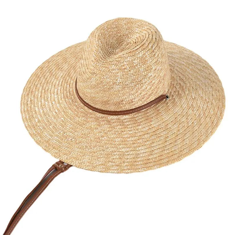 New Belt Strap Straw Sun Hat for Women Fashion Vacation Beach UV Hats WideBrim Panama Hats Outdoor Wholesale