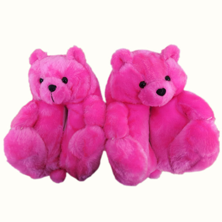 Drop Shipping Fashion Design Winter Women Girl Fur Shoes Cute Cartoon Animal Teddy Bear Warm Slippers Bedroom Soft Fur Slipper