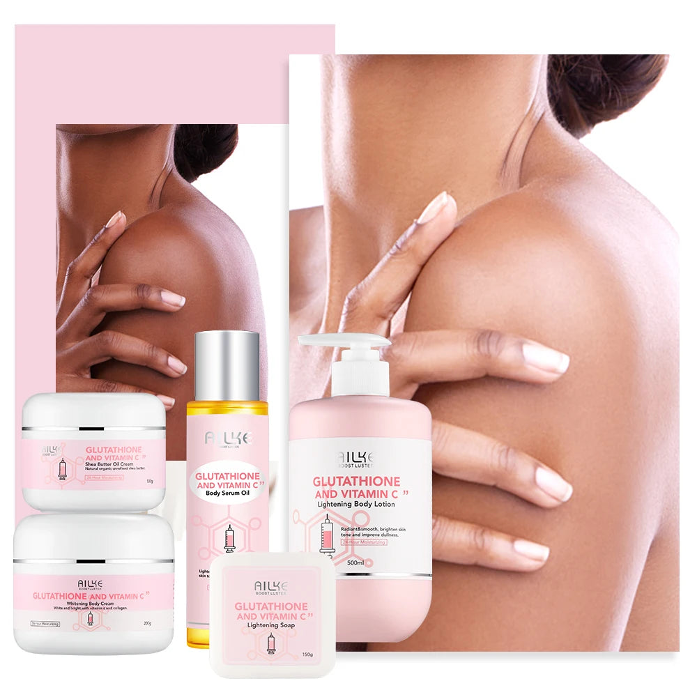 Private Label Face Body Care Moisturizer Whitening Cream Serum Lotion Soap Black Skin Women Skin Care Products Set Kit