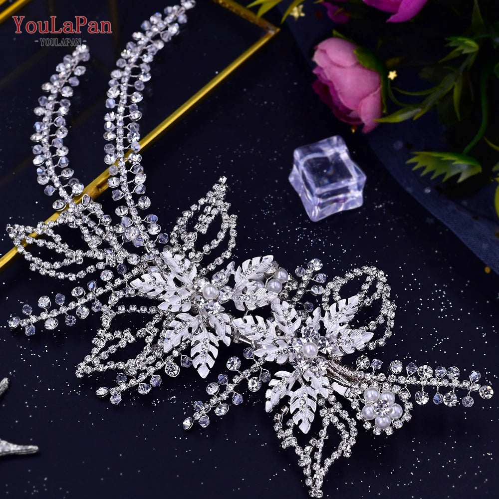 YouLaPan HP254 Wedding Hair Accessories Bridal Delicate Wire Headband Women Headpiece Bridal Handmade Crystal Hair Accessories