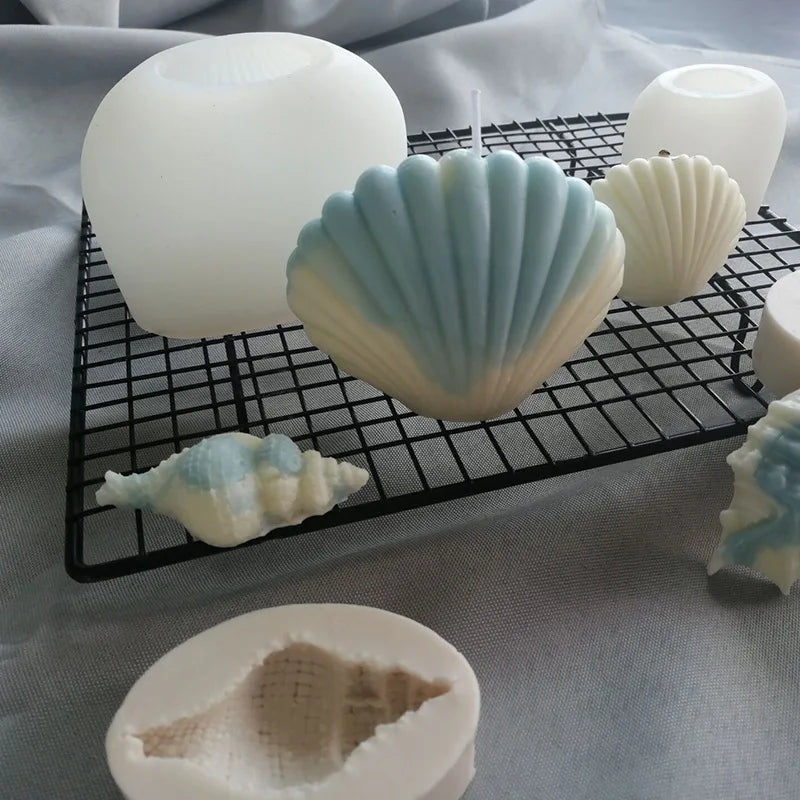 AO1008 DIY Ocean Series Seashell Scented Candle Silicone Mold Shell Candles Silicone Mold