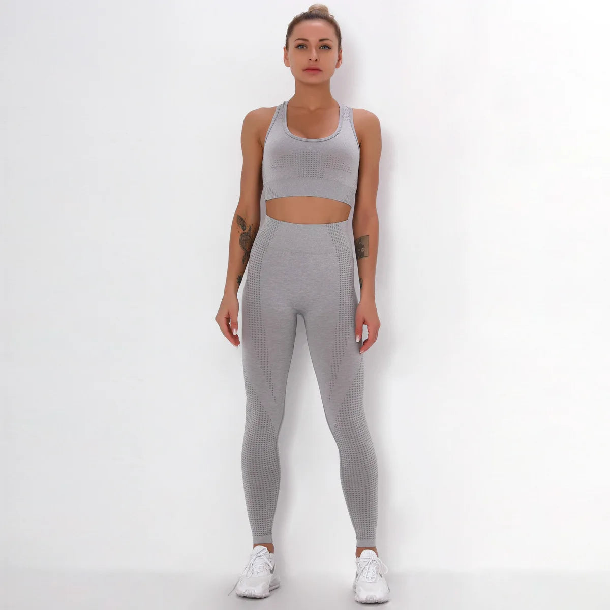 Women Breathable Slim Fit Seamless Yoga Set Fitness Workout Activewear Gym Sets