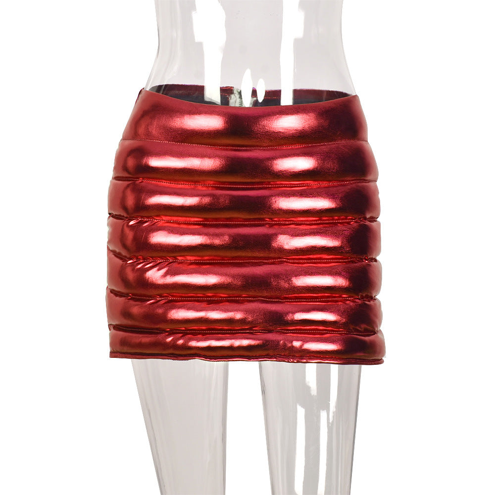 KaiChen 8 Color Silver Bubble Skirt Fashion Beautiful Women Mini Skirts Down Style Short Skirts