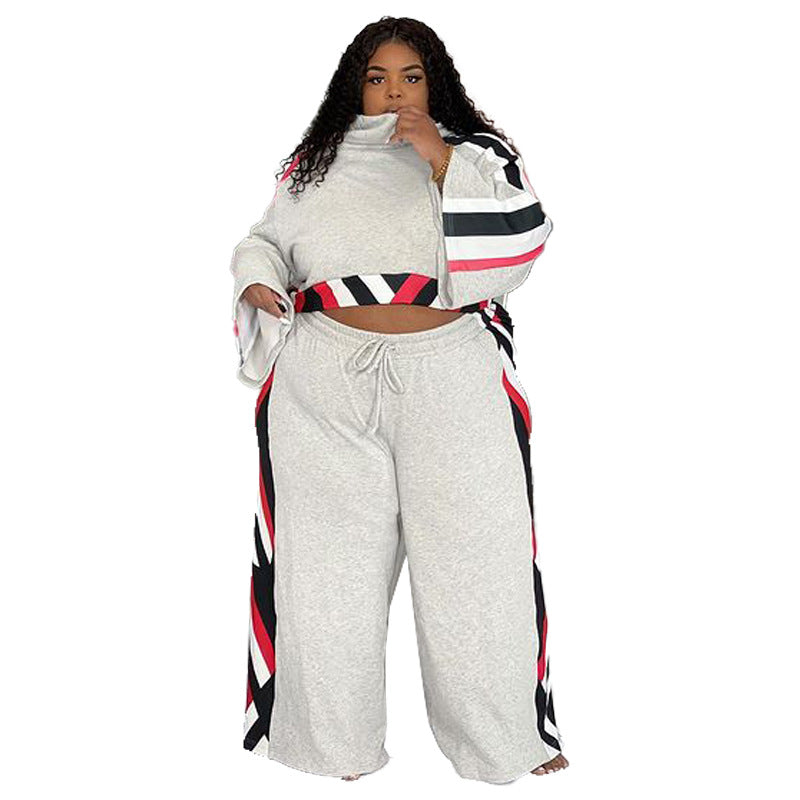 Wholesale Women Long Sleeve Hoodie Trouser Suit Plus Size Activewear Fall Two Piece Set