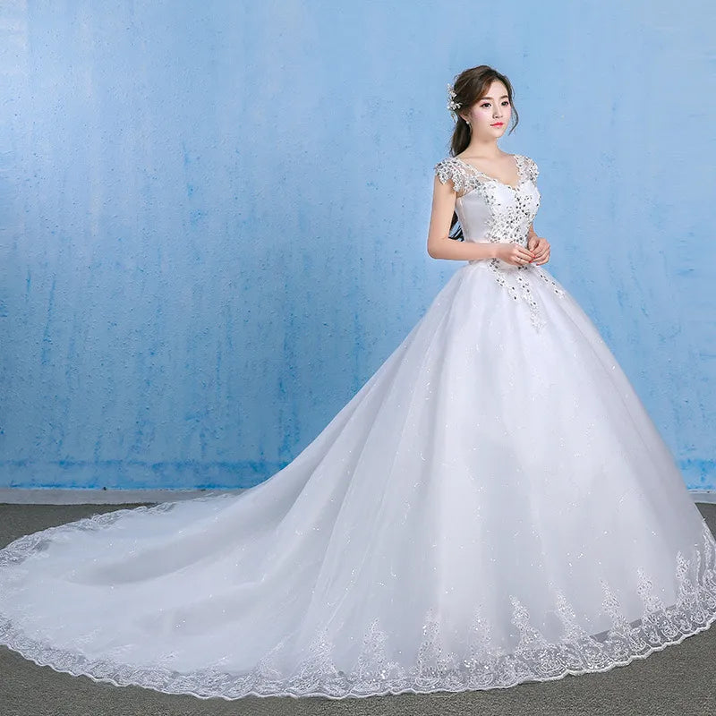 Gryffon Wedding Dress Sexy V-Neck Lace Embroidery Court Train Ball Gown Princess Wedding Dresses Vestido De Noiva Plus Size - My Store