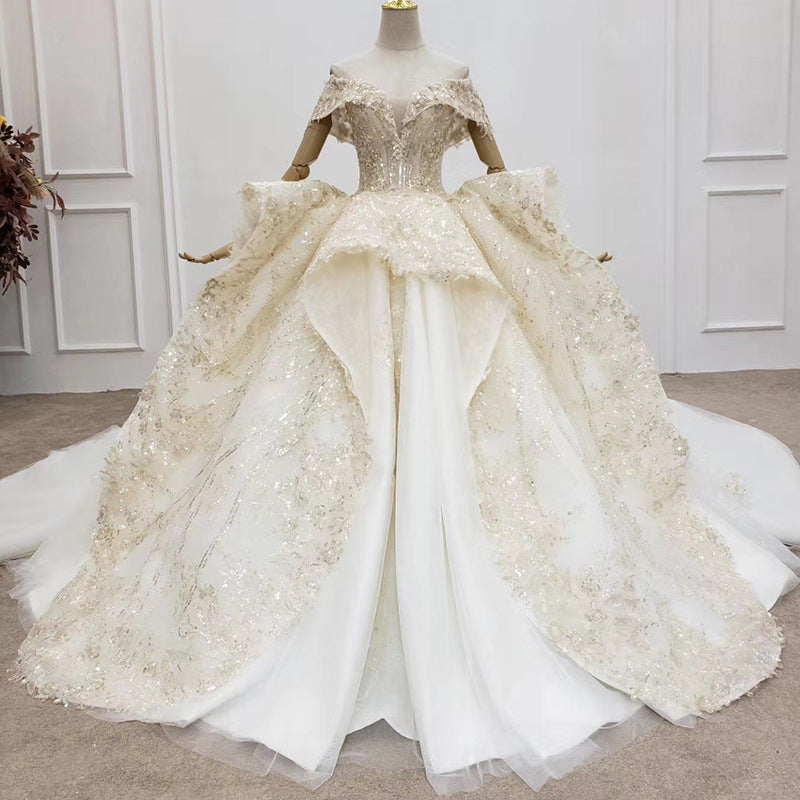 Novia Vestido De Luxury Sequin Beaded Mermaid Sexy Designer Plus Size Off Shoulder Wedding Bridal Dress Wedding Dresses - My Store
