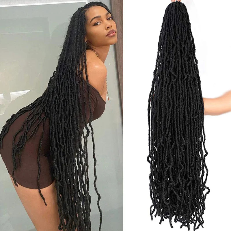 Soft Dread Nu Loc44in Crochet Hair 21 Strands Ombre Goddess Faux Loc Crochet Braids Synthetic Hair Crochet Hair Extensions