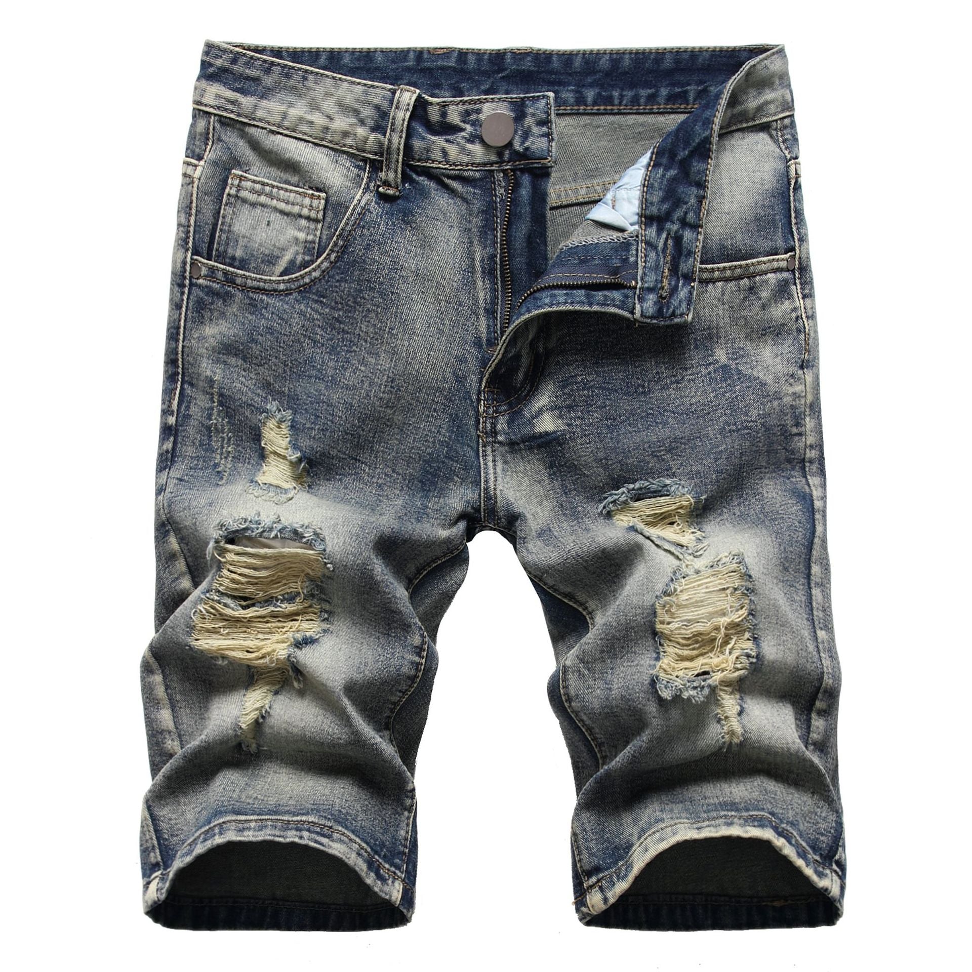 High Quality Ripped Denim Short Jean Men's Shorts Man Jeans Shorts