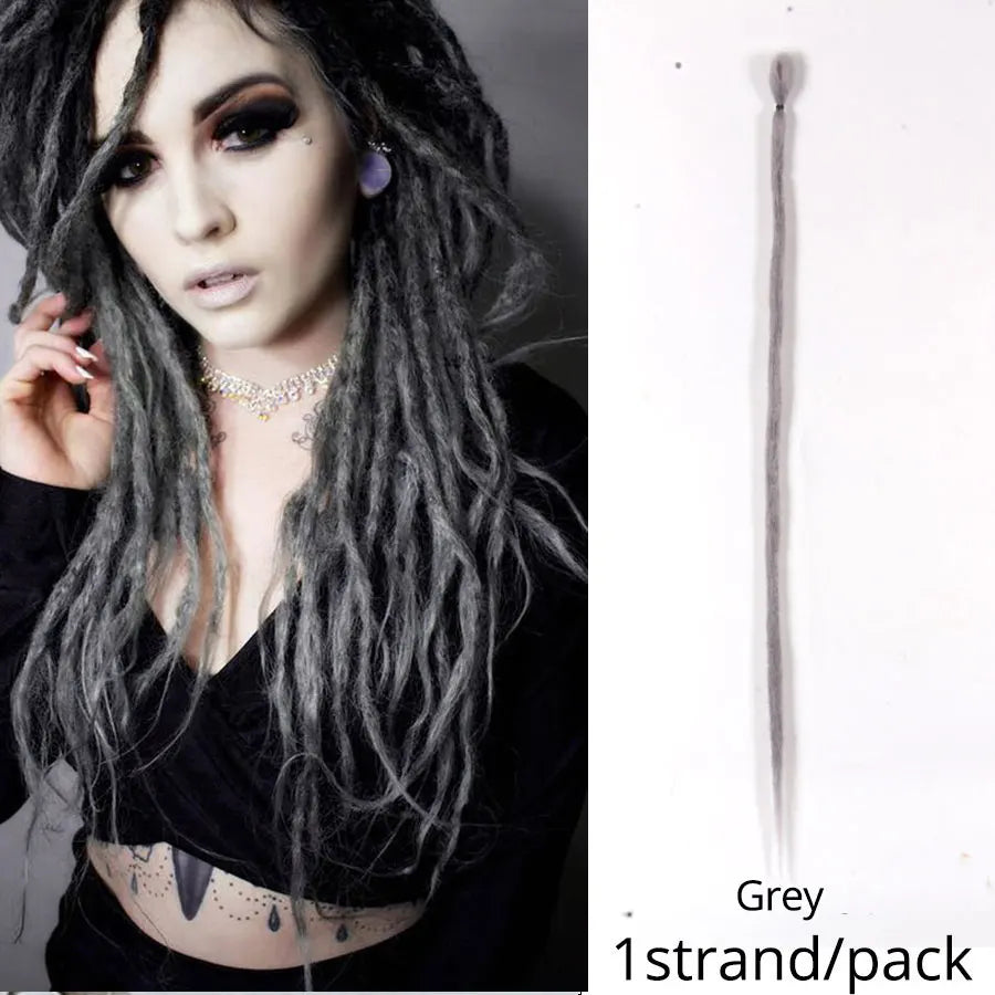 Leeons Synthetic Hair Handmade Dreadlocks Hair Extensions Crochet Hair Black Brown 1 Strands Dreadlock for Women and Men 20 Inch